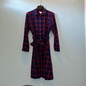 J Crew navy red plaid dress NWT